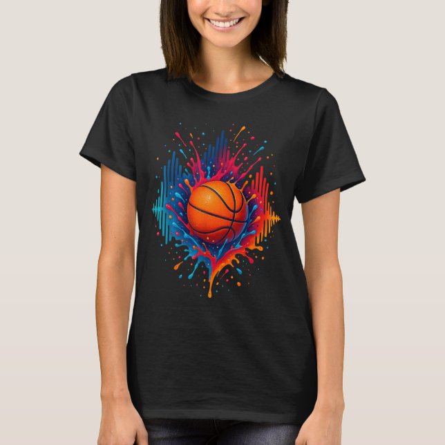 Colorful Basketball Tie Dye Splash Soundwave Stree T-Shirt (Front)
