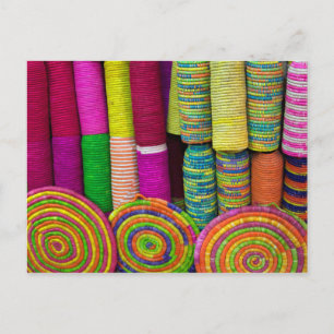 Colorful Baskets At Market Postcard