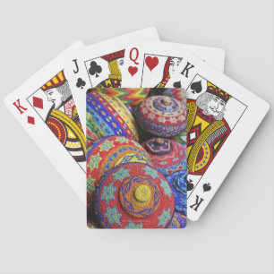 Colorful baskets made from colored plastic beads poker cards