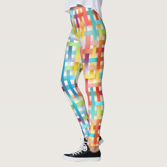 Colorful Basketweave Pattern Leggings (Left)
