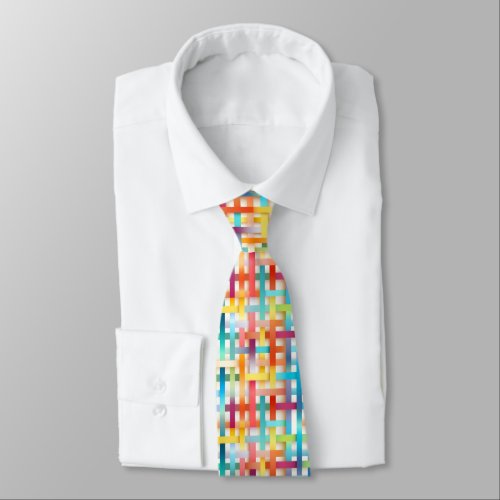 Colorful Basketweave Pattern Neck Tie