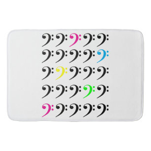Colorful Bass Clef Bright Music Art Bath Mat