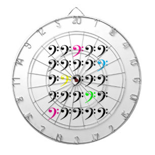 Colorful Bass Clef Grid Pattern – Modern Music  Dart Board