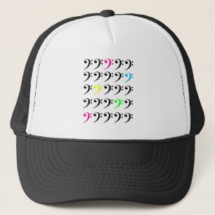 Colorful Bass Clef Grid Pattern Vibrant Accents Trucker Hat