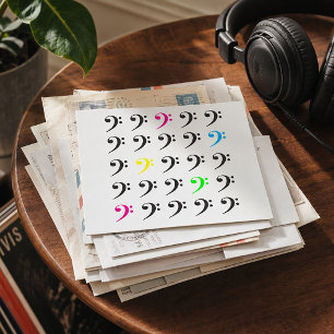 Colorful Bass Clef Neon Music Art Postcard