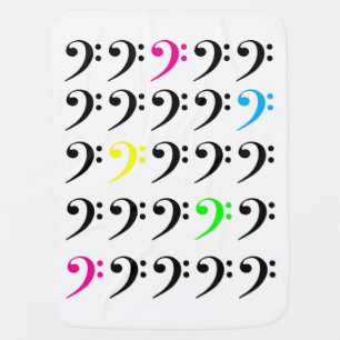 Colorful Bass Clef Neon Music Pop Art Stroller Blanket