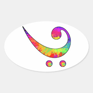 Colorful Bass Clef Oval Sticker