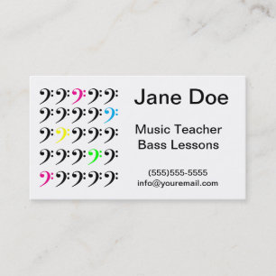 Colorful Bass Clef Personalize Business Card