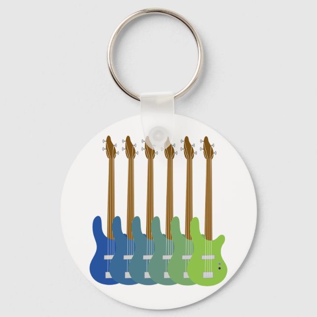 Colorful Bass Guitars Keychain (Front)