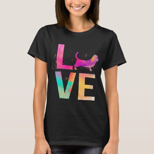 Colorful Basset Hound Dog Mom Gifts Basset Hound T_Shirt