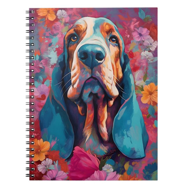 Colorful Basset Hound Notebook (Front)