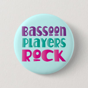 Colorful Bassoon Players Rock Music Gift Button