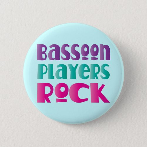 Colorful Bassoon Players Rock Music Gift Button