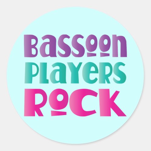 Colorful Bassoon Players Rock Music Gift Classic Round Sticker