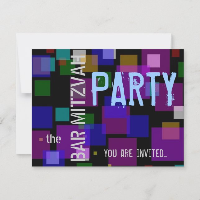 Colorful Bat Mitzvah Bar Mitzvah party Invitation (Front)