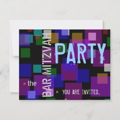 Colorful Bat Mitzvah Bar Mitzvah party Invitation