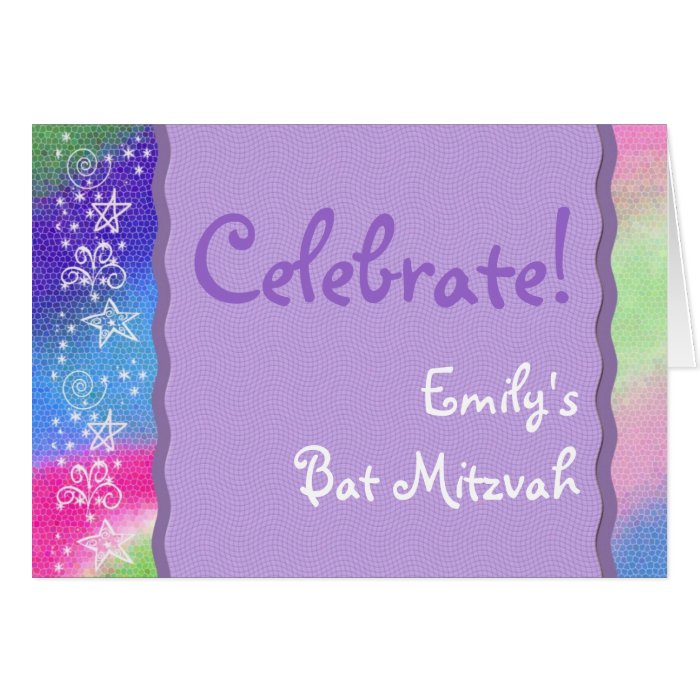 Colorful Bat Mitzvah invitation Card