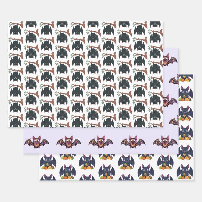Colorful Bat Wrapping Paper Sheets (Set)
