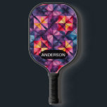 Colorful Batik Geometric Personalized Pickleball Paddle<br><div class="desc">Colorful Batik Geometric Patterned and Personalized Pickleball Paddle For Women.  Easy To Change The Sample Name To Your Own.</div>