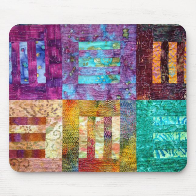 Colorful Batik Quilt Blocks Mouse Pad (Front)