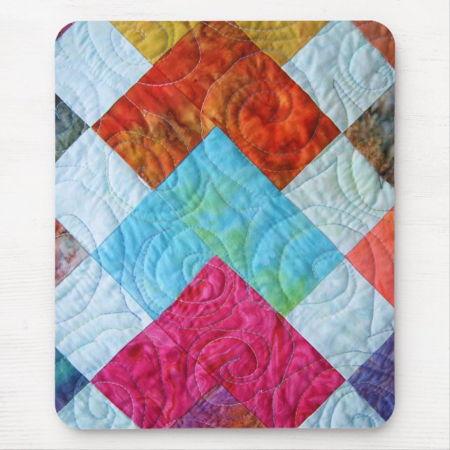 Colorful Batik Quilt Squares Mouse Pad (Front)