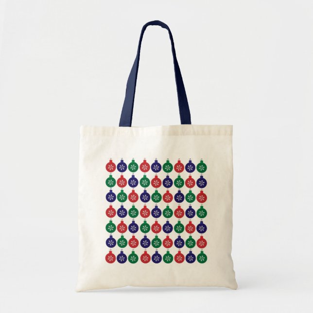 Colorful Bauble Pattern Christmas Tote Bag (Front)