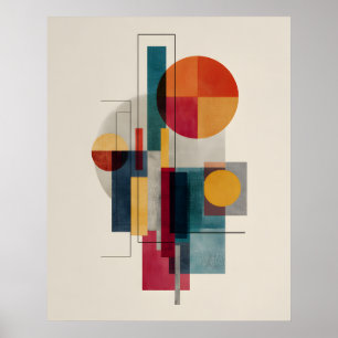 Colorful Bauhaus Geometric Abstract Art Poster