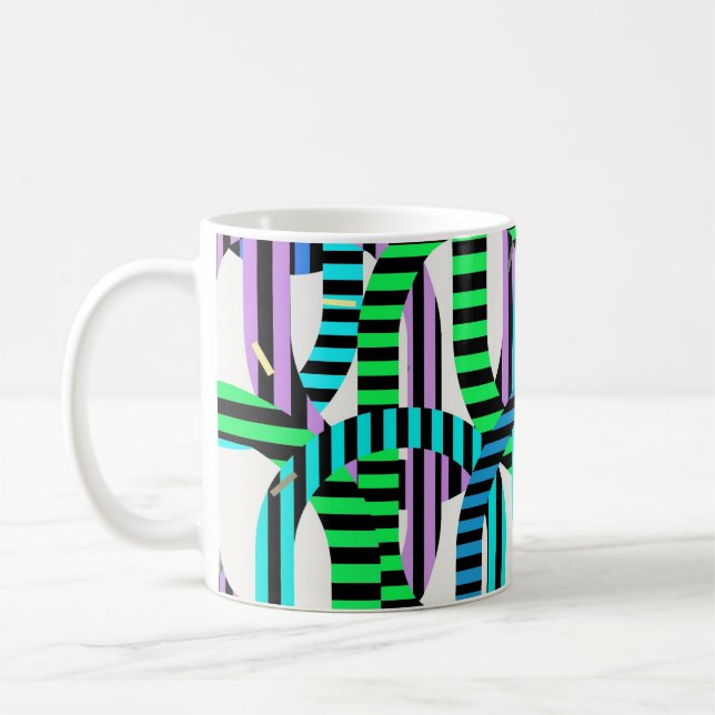 Colorful Bauhaus Geometric Pattern  Coffee Mug (Left)