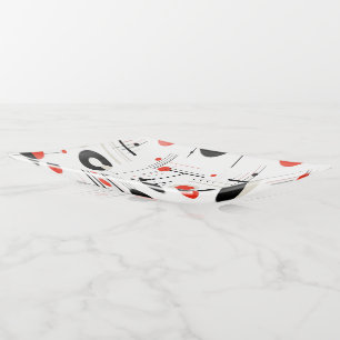 Colorful Bauhaus geometric shapes on white Trinket Tray