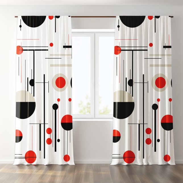 Colorful Bauhaus retro geometric pattern Sheer Curtains (Creator Uploaded)