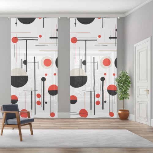 Colorful Bauhaus retro geometric pattern Sheer Curtains