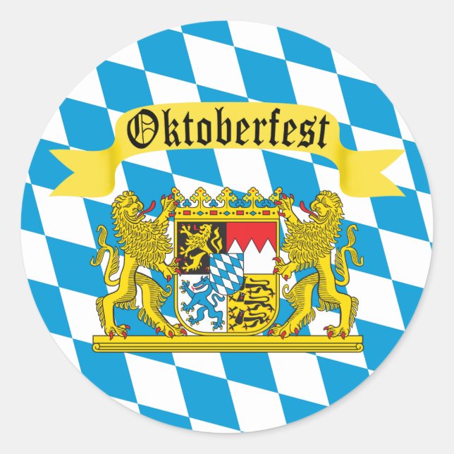 Colorful Bavarian Flag Oktoberfest Classic Round Sticker (Front)
