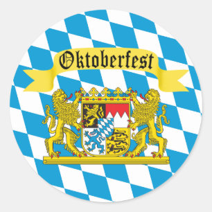 Colorful Bavarian Flag Oktoberfest Classic Round Sticker