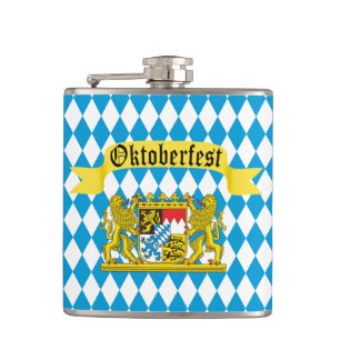 Colorful Bavarian Flag Oktoberfest Hip Flask