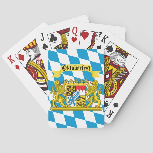 Colorful Bavarian Flag Oktoberfest Poker Cards (Back)