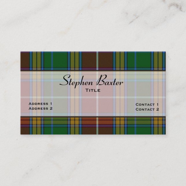 Colorful Baxter Tartan Plaid Custom Business Card (Front)
