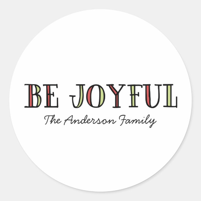 Colorful Be Joyful Holiday Stickers (Front)