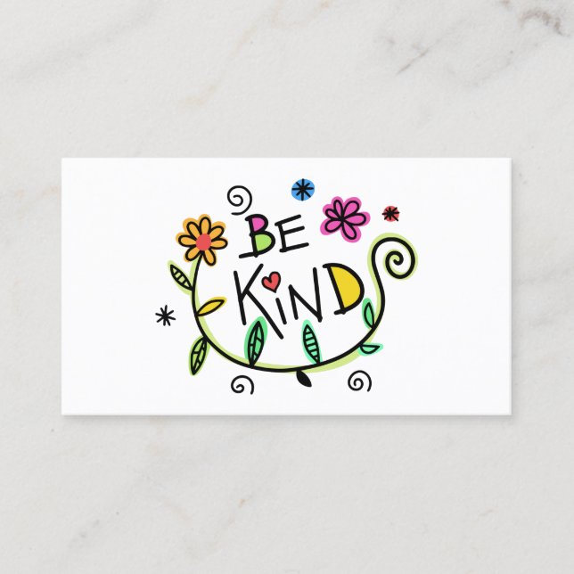 Colorful Be Kind Floral Business Calling Card (Front)