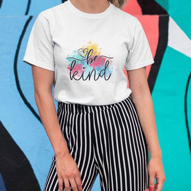 Colorful Be Kind Paint Splash T-Shirt (Spread some kindness with this whimsical paint splash tee!)