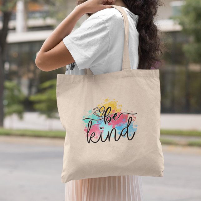 Colorful Be Kind Paint Splash Tote Bag (Spread the positive message of kindness with this cute and colorful tote bag.)