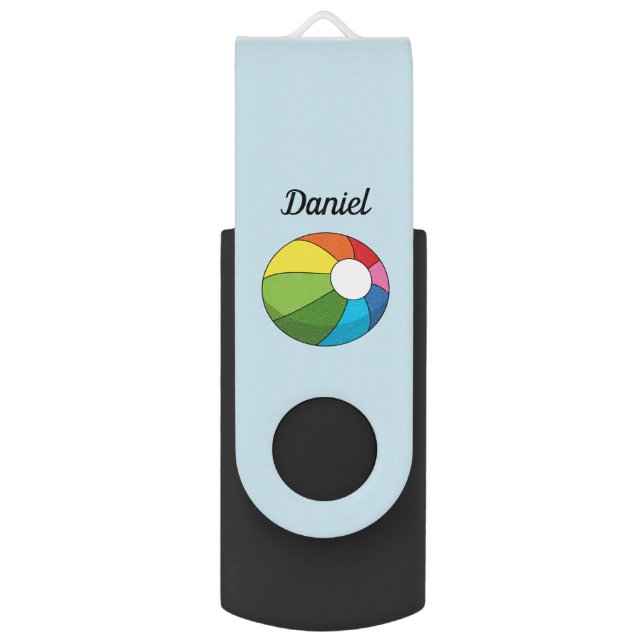 Colorful Beach Ball | Add your Name Flash Drive (Front Vertical)