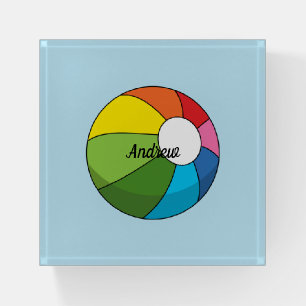 Colorful Beach Ball Add your Name Paperweight