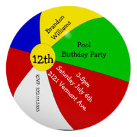 Colorful Beach Ball Birthday Party Invitation