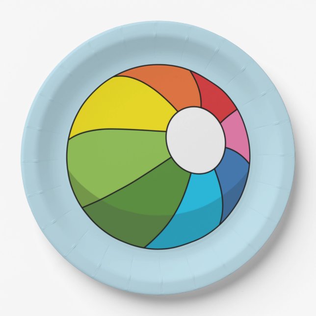 Colorful Beach Ball Paper Plates (Front)
