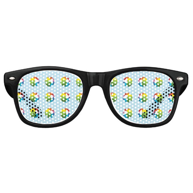 Colorful Beach Ball Retro Sunglasses (Front)