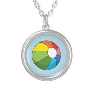 Colorful Beach Ball Silver Plated Necklace