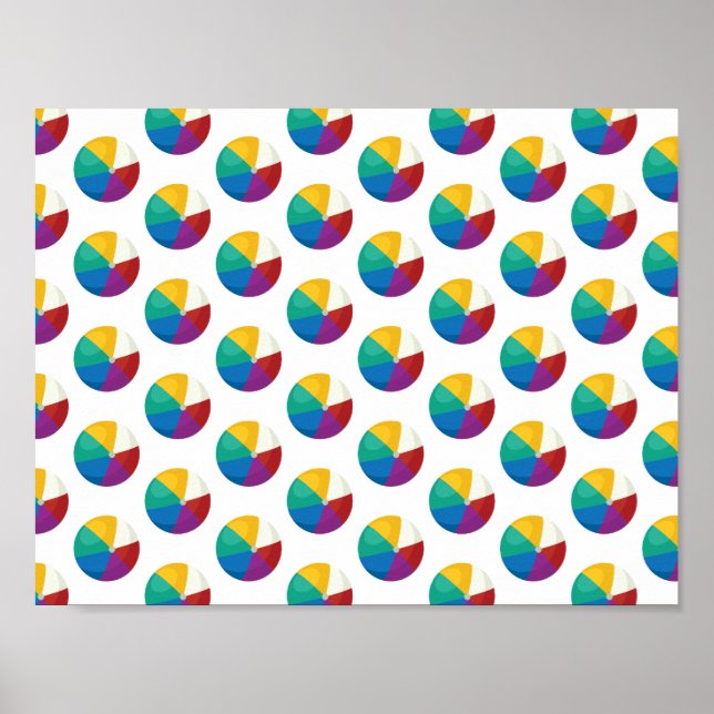 Colorful Beach Ball Summer Pattern Poster (Front)