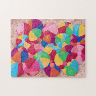 Colorful Beach Balls Collage on Sand Puzzles