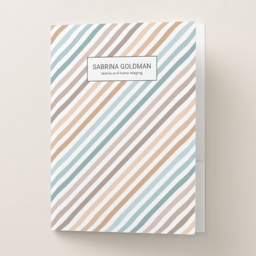 Colorful Beach Blue Gray  Stripes Pastel Colors  Pocket Folder