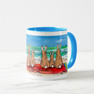 Colorful "Beach Bunnies" Rabbits at the Beach Mug